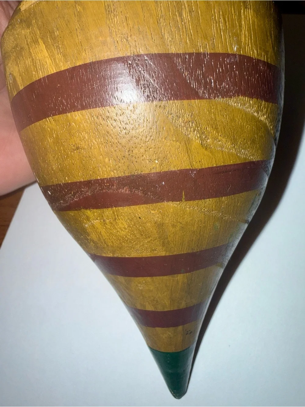 Antique Folk Art Painted Spinning Top Toy Wooden Top Hand Painted Collectible